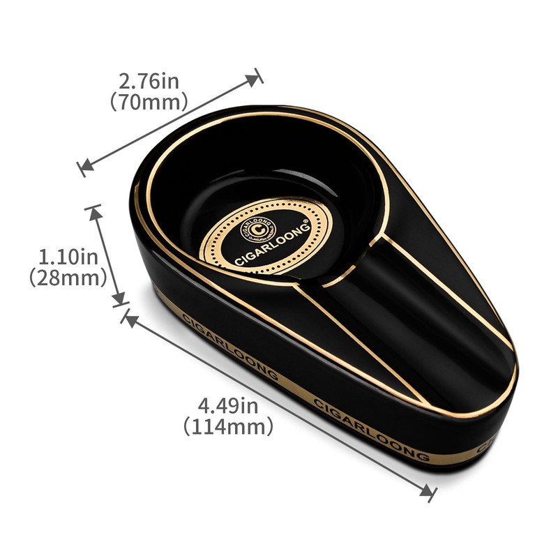 Cigar Ashtray Ceramics with Non-slip Bottom Single Slot Durable Ash