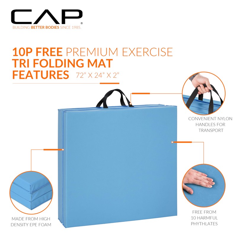 CAP Barbell Folding Exercise Mat – Durable, Anti-Tear, Thick Padding