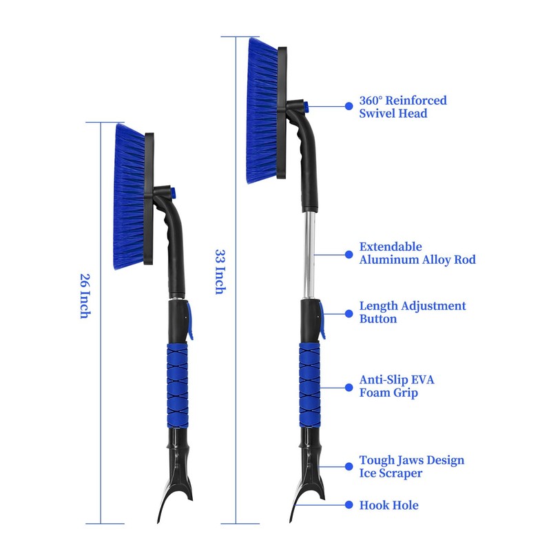 SEAAES 33 Inch Snow Brush and Ice Scraper for Car