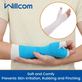 Willcom Hand Socks for Splint (Pack of 10) Wrist and Thumb Spica Wrap Liner,Arm Cast Cover Cotton Stockinette Sleeve for Under Brace for Women Men(Medium,3.23x12 inch)