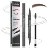Eyebrow Pencil, Eyebrow Pen with Double-Brush Tip 2-in-1 Eyeliner Dual-Ended