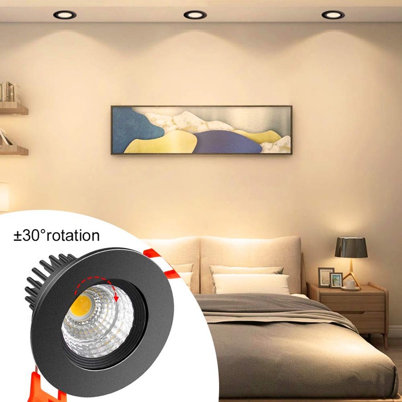 inShareplus 2 Inch LED Downlight, 3W Recessed Lighting COB Dimmable,