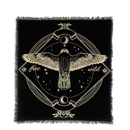 Indian Consigners Altar Cloth Golden Lucky Free Wild Owl Witchcraft Alter Tarot Spread Top Cloth Wicca Square Spiritual 18 by 18 sacred cloth (Golden Owl)