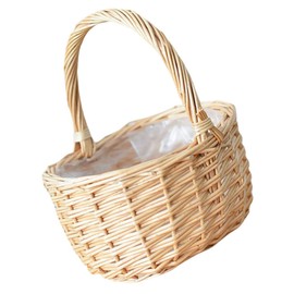 PRETYZOOM Portable Egg Basket Candy Willow Handwoven Basket Woven Storage Basket Fruits Picking Basket Rustic Girl Basket Lollipop Holder Cards Decor Lovers Basket Rattan Bread