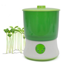 Electronic Seed Sprouter Kits, Automatic Bean Sprouts Machine Seed Sprout Maker with 2 Layers Large Capacity Seed Grow and 360 Degree Sprinkler for Bean,Radish, Alfalfa, Wheatgrass, Broccoli Sprouts