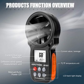 Anemometer Handheld, Anemometers Wind Speed Meter Measures Wind Velocity, Temperature(℃/℉) Weather Tester with Backlit for Shooting, Boat Sailing, HVAC installation-AP-007