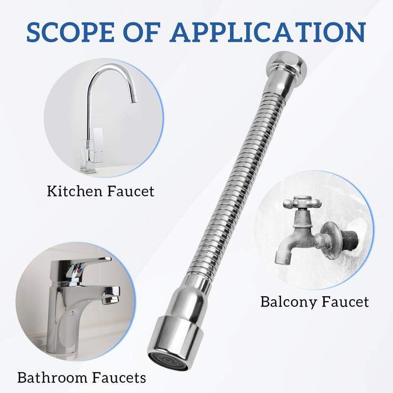 VZXZXE Tap Extension 20 cm, 360° Swivel Function, Explosion-proof and