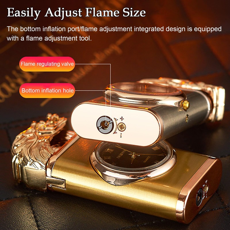 Torch Lighter, Exquisite Relief Dual Flame - Windproof Adjustable Jet