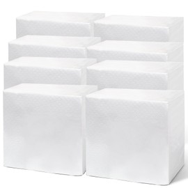 [3-Ply - 5 x 5 Inch Folded] Fashion Cocktail Napkins, Dessert, Beverage Disposable Napkins, 400 Count, Bulk White Napkins, Wedding, Bar, Restaurant or Party Napkins - 10x10 Inch Unfolded