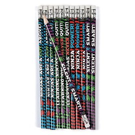 cama24com Ninja Samurai Pencils Pack of 12 Children's Birthday Party Bags Party Bags with Palandi® Sticker