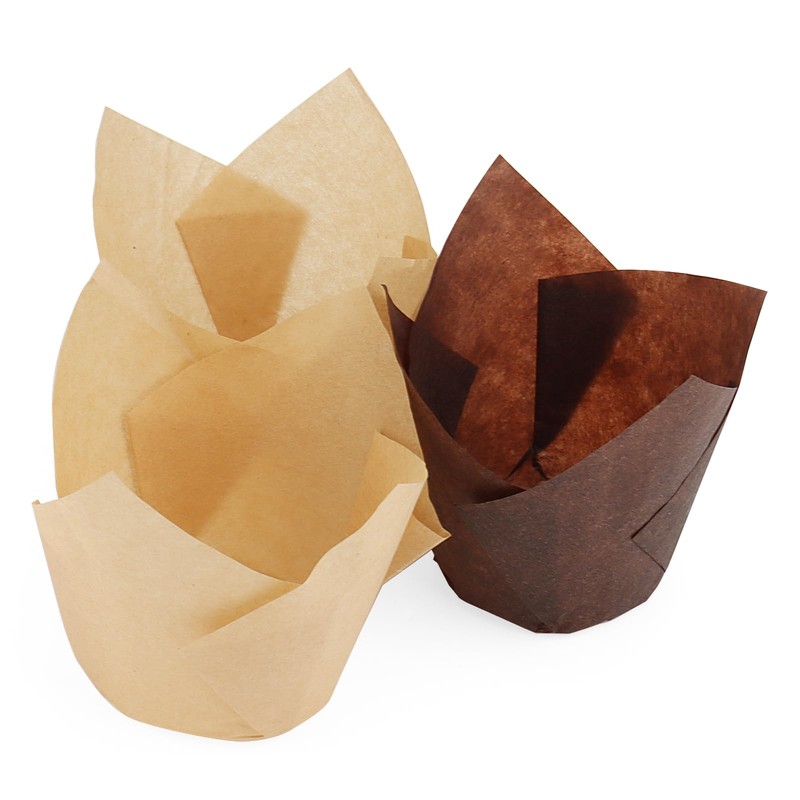 JAPCHET 400 PCS Brown and Coffee Tulip Baking Paper Cups,