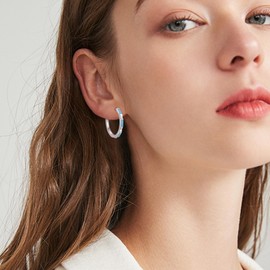 Turquoise Circle Earrings 925 Sterling Silver Malachite Round Hoop Earrings Inlay Hoop Earrings Circle Huggie Hoop Earrings for Women Girls Gifts Jewellery, Sterling Silver, No Gemstone