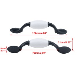 Risbay 8PCS Cabinet Pull Handle Black and White Ceramics and Zinc Alloy Dresser Pull Wardrobe Drawer Pull Handle 2.99" Hole Distance with Screws