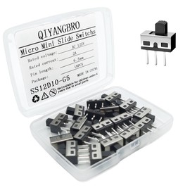 QIYANGBRO 18PCS 5mm High Knob Vertical Micro Mini Slide Switchs,3 Pin 2 Position 1P2T SPDT Toggle Switches Panel Mount AC 125V 2A (QYSS12D10)