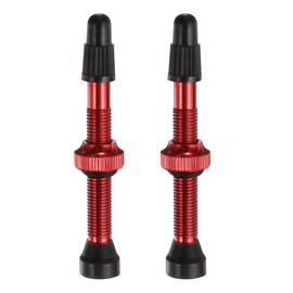sourcing map 2pcs Tubeless Valve Stems 46mm Aluminum Alloy Tubeless Valve Super Light No Leak Durable Valve Stem Caps Multiple Color & Size Fit Most Bicycle Tubeless Rims Pair, Red