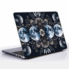 Goodsprout Computer Case for MacBook Air 15 Inch Symmetry Moon Moonlight Colorful Pattern Black Release 2023 Model A2941/A3241 Hard Shell Case Compatible with MacBook Air 15 Inch