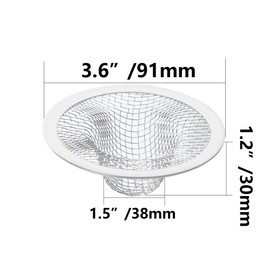 bociloy 2PCS Kitchen Sink Strainers, 3.6" Top/1.5" Basket, Round Drain Filter Basket Food Catcher, Stainless Steel Bathtub Drain Strainer, Shower Hair Drain Catcher