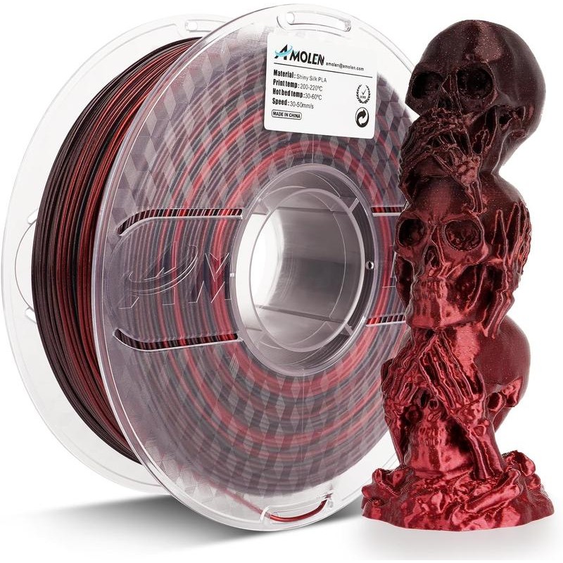 Amolen Silk Shiny Gradient PLA Filament, 1.75mm:_Silk Black & Shiny