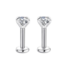 Candyfancy 16g 6mm 2/3/4mm Cubic Zirconia Gem Ear Cartilage Tragus Helix Studs Earrings Lip Labret Piercing