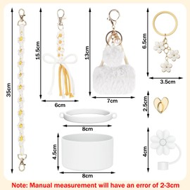 EDLMKM 8 Pcs Cup Accessories Set, Water Bottle Decor, Including Straw Cover, Water Bottle Handle Strap, Cup Boot, Charms for Cup, for Cup Tumbler