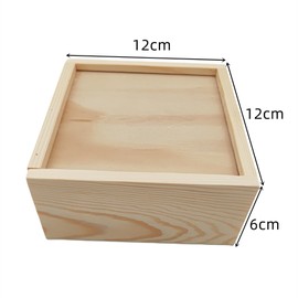 Anktily 2 x Unfinished Wood Storage Box with Sliding Lid Blank Natural Wood Container for Jewellery Crafts Hobbies 12x12x6cm