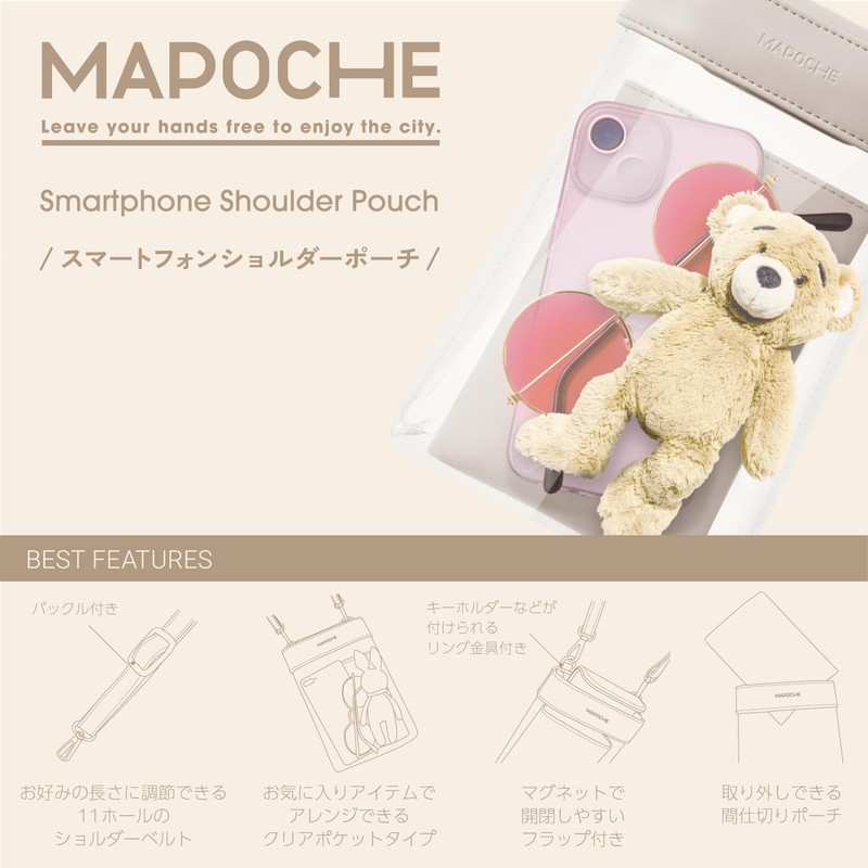 Elecom P-MAP06WH Smartphone Shoulder Pouch Smartphone Pouch Clear Pocket Shoulder