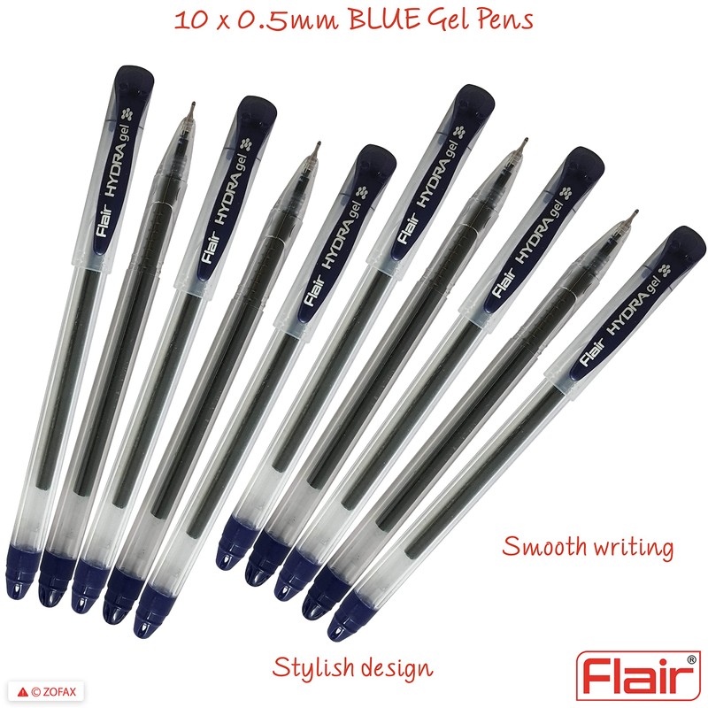 FLAIR Hydra 10 x 0.5mm Tip BLUE Gel Pens Easy