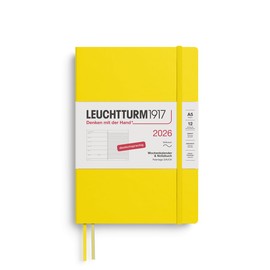 LEUCHTTURM1917 372495 Weekly Calendar & Notebook Medium (A5) 2026, 12 Months, Soft Cover, Lemon, German