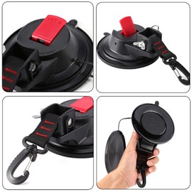 Suction Cup Camping Set, 2 x Suction Cups, Anchor Suction Hooks, Extra Strong up to 20 kg, Car Tensioner, Multifunctional Suction Cup Holder with Attachment Hooks, Tying for Motorhome, Household,