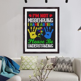 DIY Diamond Painting Kits I Have Autism Please Be Understanding Diamond Art for Adults Kids, Full Round Drill Paint by Numbers Arts Pictures for Home Wall Decor Gifts 16 X 12 Inch