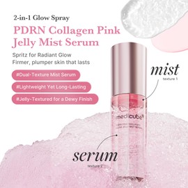medicube Jelly Mist Serum with Pink PDRN Collagen | Dual-Texture Glow Spray with Niacinamide, Glutathione, Ceramide, Hyaluronic Acid | for Hydration, Radiance, Plump-Looking Skin | 3.38 fl.oz