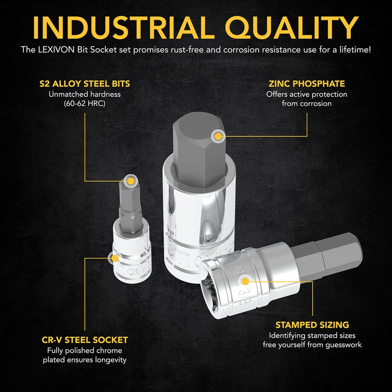 LEXIVON Master HEX Bit Socket Set, Premium S2 Alloy Steel