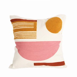 MOCOFO Embroidered Cushion Cover Decorative Linen Fabric Cotton Linen Cushion Cover Home Decor 45x45cm(C)