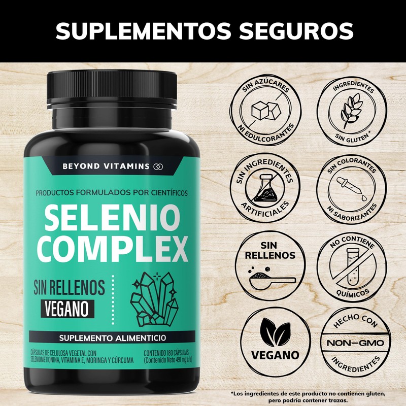 Selenio | Seleniometionina 240mcg, con Vitamina E, Moringa y Raíz
