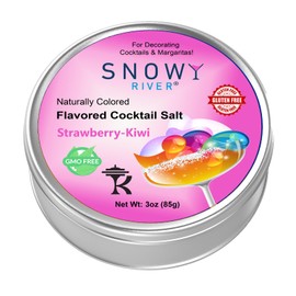 Snowy River Naturally Flavored Strawberry Cocktail Salt (1x3oz Tin), Colored and Flavored Margarita Rimming Salt, Beverage Rimmer, Drink Salt, Decorative Salt for all occassions (Strawberry-Kiwi)