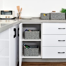 GRANNY SAYS Wicker Baskets for Storage, Bathroom Baskets for Organizing, Baskets for Bathroom Organizing Cabinet Coffee Table, Wicker Baskets with Handles, Gray Baskets, 2-Pack