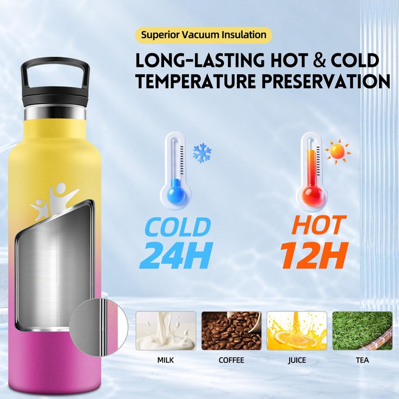Motswedi Botella Termica 750 ml, Borraccia Acciaio Inox, per Acqua