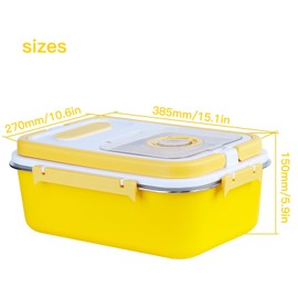 RUIAN 7.5LGiant Kitchen Storage Box Stainless Steel with Scoop-Translucent Moisture-Proof Plastic Bin for Dry Food, Cat/Dog Treats, Grains - Seal Locking Lid Keep Fresh （JC366-3 Stainless Yellow）