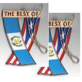 PUERTO RICO AND GUATEMALA GUATERICAN BORICUA GUATEMALAN CARIBBEAN LATIN AMERICAN REARVIEW MIRROR MINI BANNER HANGING FLAGS FOR THE CAR UNITY FLAGZ™ TWO SETS