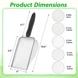 5pcs Soils Sifters Set for Gardening – Includes 2mm/2.8mm/3.8mm/4.3mm/5mm Garden Sifter for Soil, Handheld Compost Sifter for Dirt，Rocks, Heavy-Duty Shovel for Soil, Compost Sifting