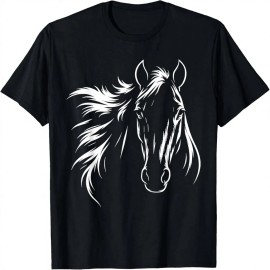 Cute & Elegant Vintage Animal Horse Silhouette Art T-Shirt for Horse LoversColor: Multicolor, Size: M