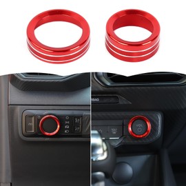 RT-TCZ Headlight Knob Cover Audio Volume Switch Cover Trim Center Console Interior Accessories for Ford Mustang 2024 2025 (Red)