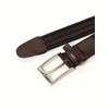 Beams Heart Men's Leather Belt, Mesh Elastic Belt, Braun