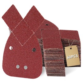 60PCS Multi Tool Sanding Pads, Black and Decker Mouse Sander Pads, Rabbit with 4 Holes, 40/60/80/120/180/240Grit x10 Piece, Detail Sander Compatible With Bosch Multi Sander