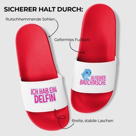 Dolfin in my bum bag, bath slippers, slippers, mules, unisex, holiday, Malle, red