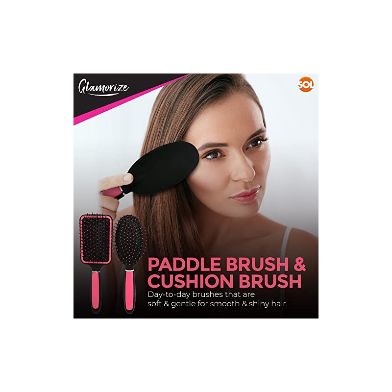 SOL 5pk Hair Brush Set for Women - Paddle, Round