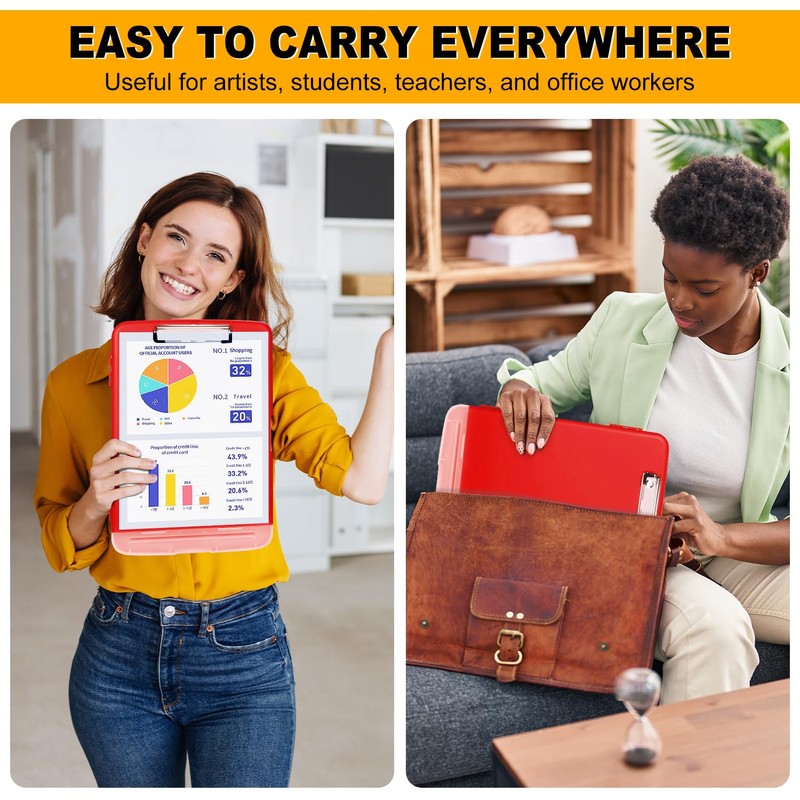 WENYA A4 Clipboard with Storage, Plastic A4 Clipboard Folder Storage