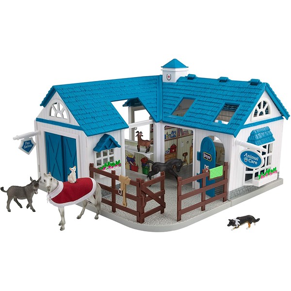 Breyer Stablemates Deluxe Animal Hospital | 10 Piece Set | 1:32 Scale | 11.375" L x 7.625" W x 9.25" H | Model #59214 , Blue