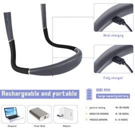 LED Neck Reading Light,Book Light for Reading in Bed-Eye Caring 3 Colors,Dimmable Brightness,Bendable Arms,80+Hrs Runtime,Neck Round Design,Comfortable&Lightweight for Reading,Crafting,Knitting