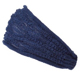 CHARM Hair Band, 100% Cotton, Mesh (One Size Fits All), Smooth and Comfortable All Year Round (Sports/Face Washing/Sweatproof), Hair Turban, Navy
